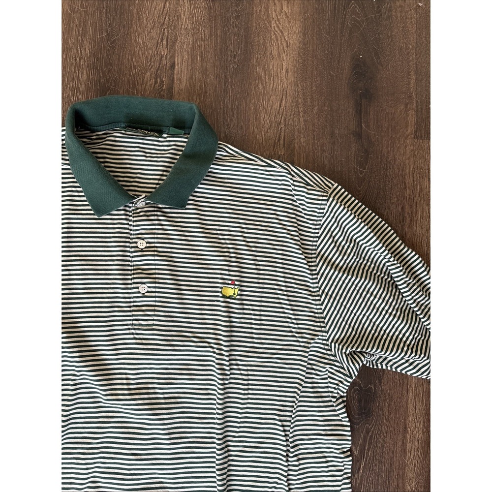 Amen Corner The Masters Golf Polo Shirt Mens XXL Green Striped 100% Pima Cotton